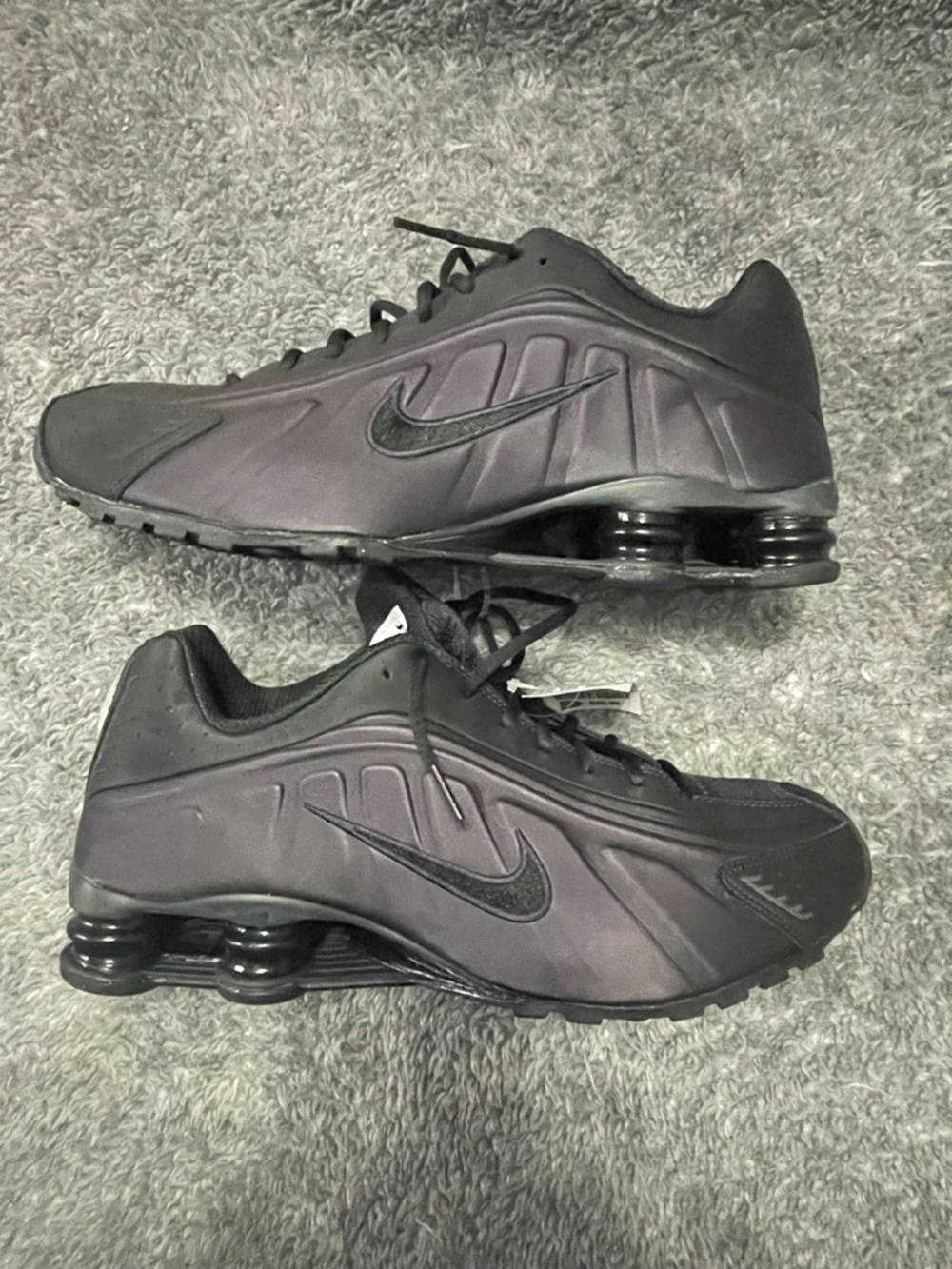 Nike Men's Black Athletic Shox Running Sneakers - Black Cave Purple colorway
